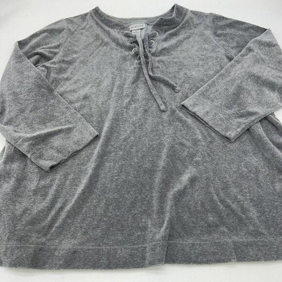 Catherine’s Gray Velvet Front Tie Blouse Size 1X - Picture 1 of 3